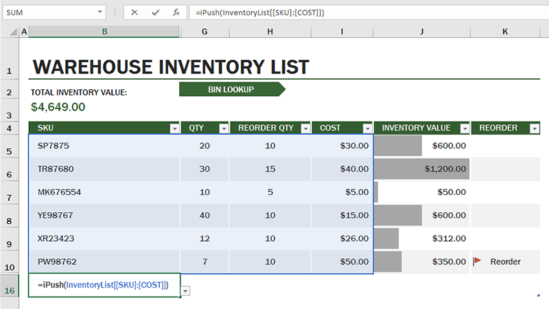 ipushpull Wordpress excel